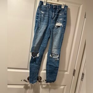 American Eagle Outfitters Distressed Blue Skinny Jeans